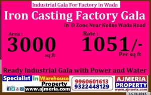 Iron Casting Factory Gala in  D Zone Near Kudus Wada Road by Ajmeria Property