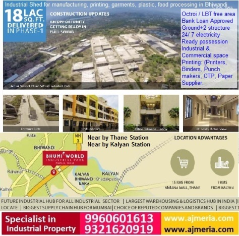 Industrial Shed for manufacturing, printing, garments, plastic, food processing in Bhiwandi